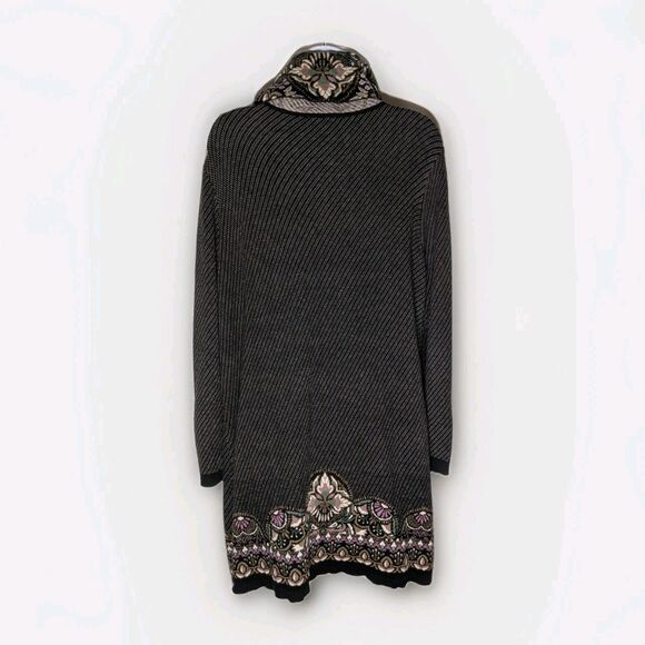 Coldwater Creek Tunic Sweater Dress  Plus 2X Cowl Neck Long Sleeve Black Floral - Picture 5 of 10